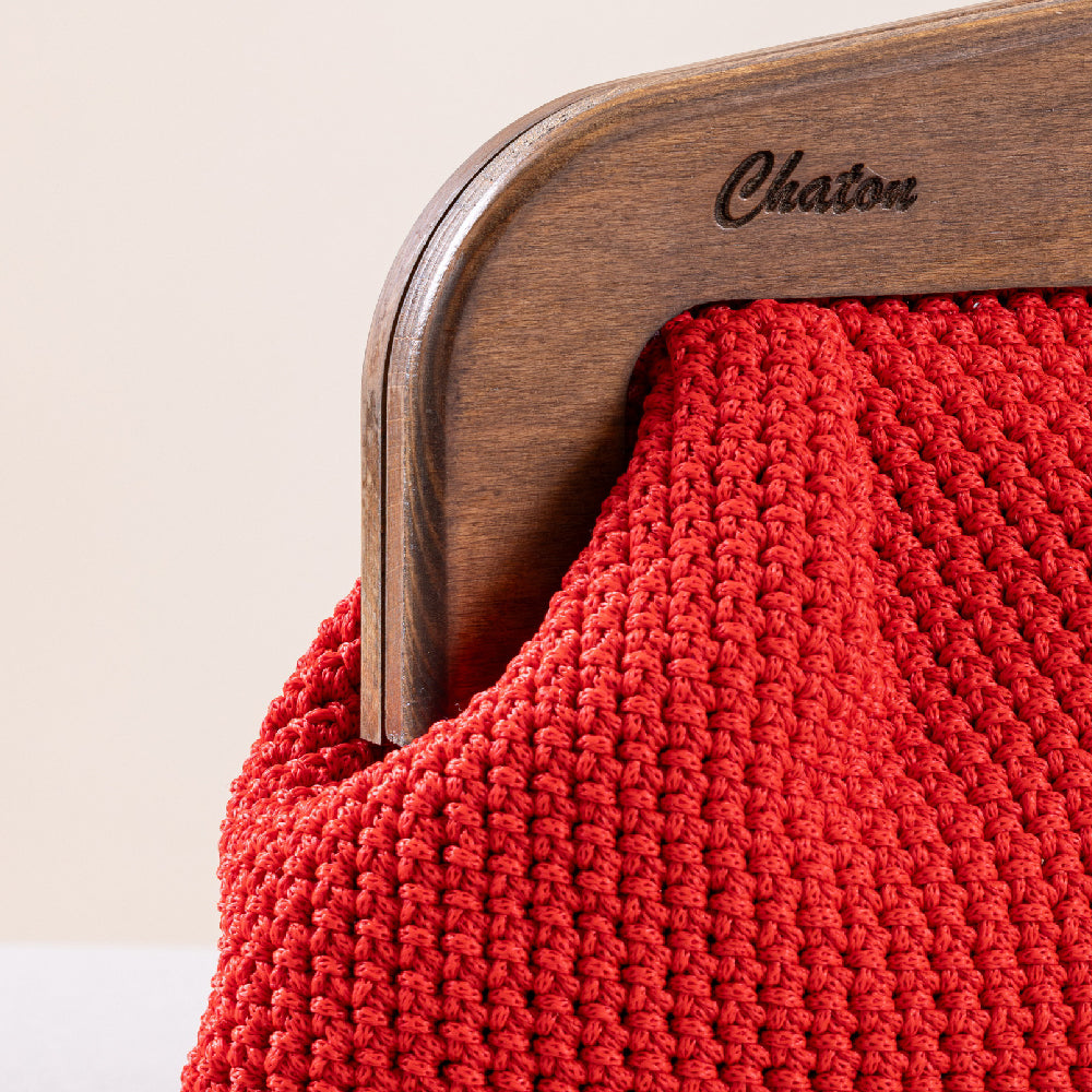 Red LaPerm Small Crochet Bag