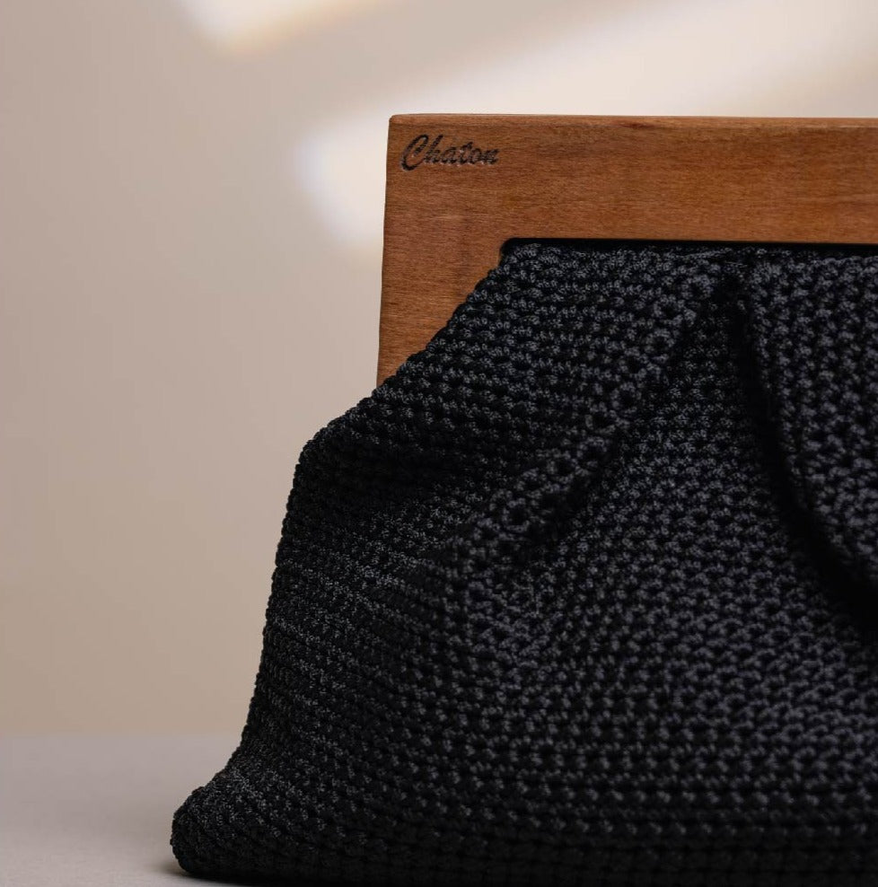 Black Bombay Large Crochet Bag