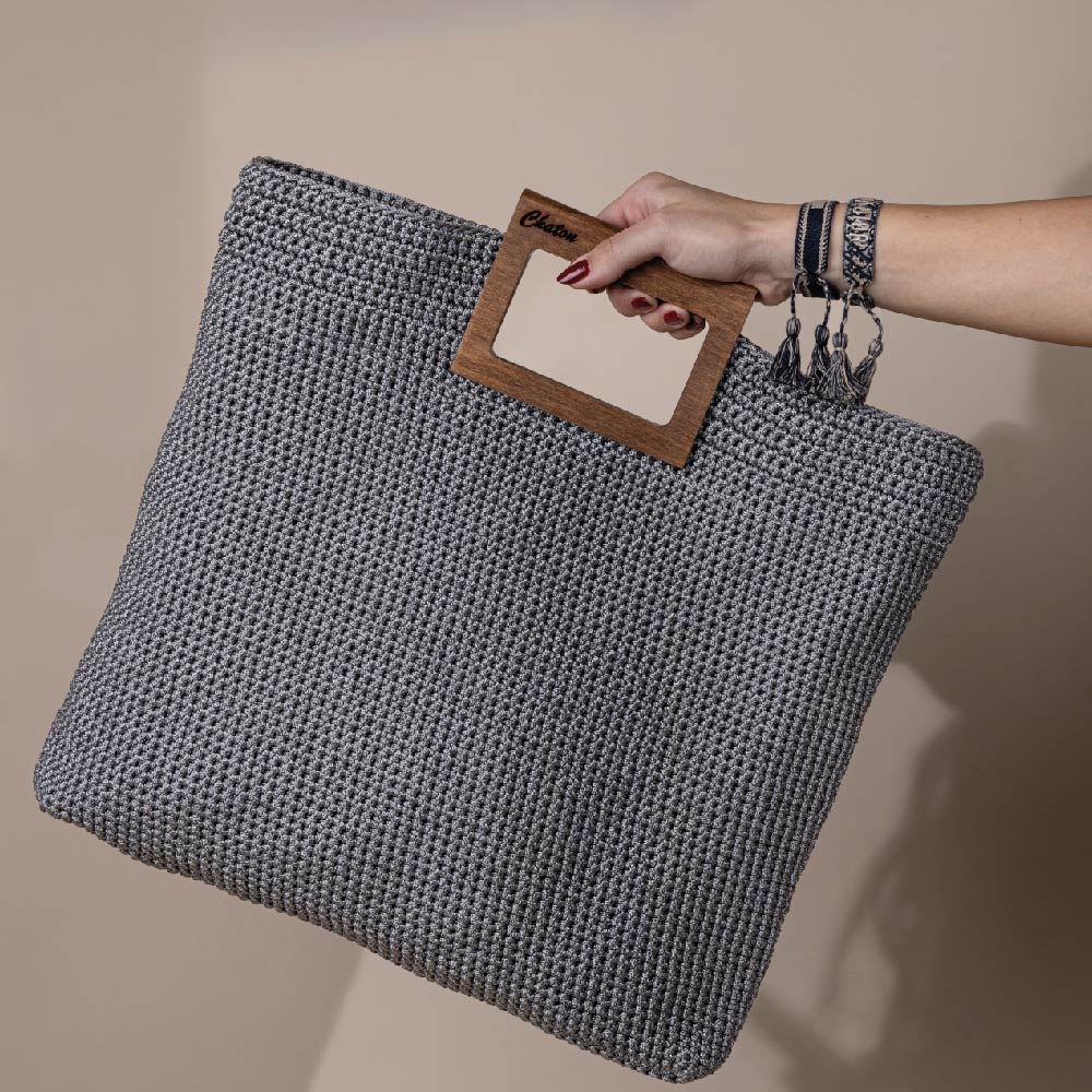 Gray Savannah Large Crochet Bag