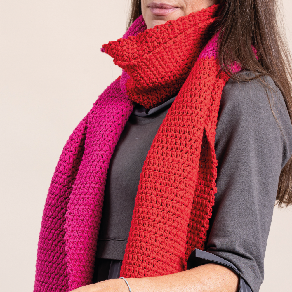 Pink & Red Crochet Scarf