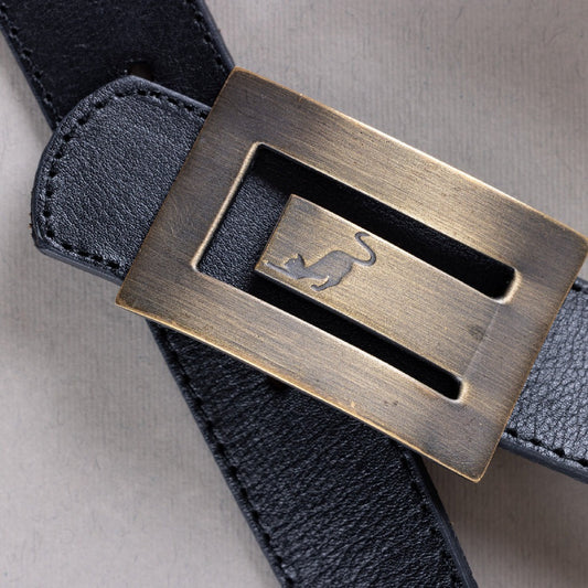 Black and Brown Chaton Reversible Leather Belt