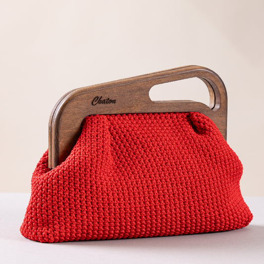 Red LaPerm Small Crochet Bag