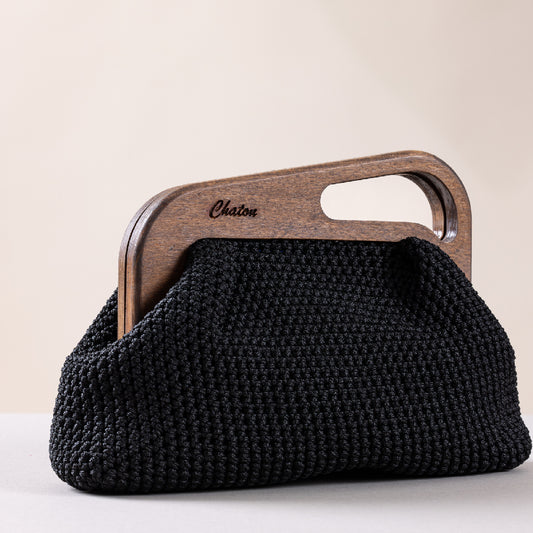 Black Laperm Small Crochet Bag