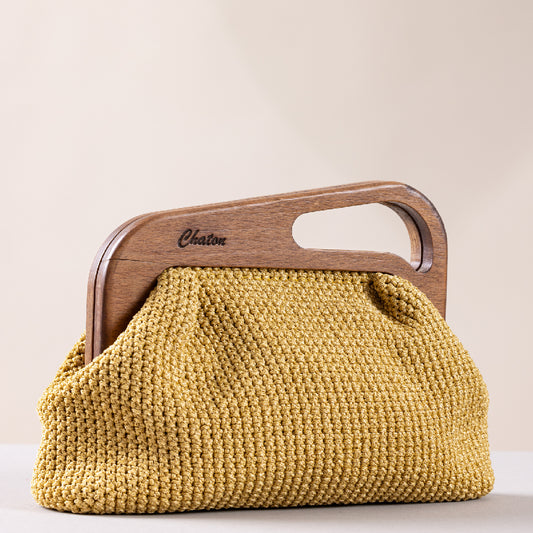 Yellow LaPerm Small Crochet Bag