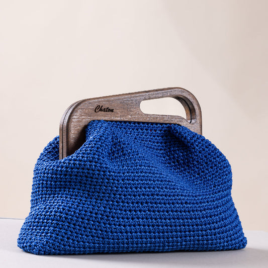 Blue LaPerm Large Crochet Bag
