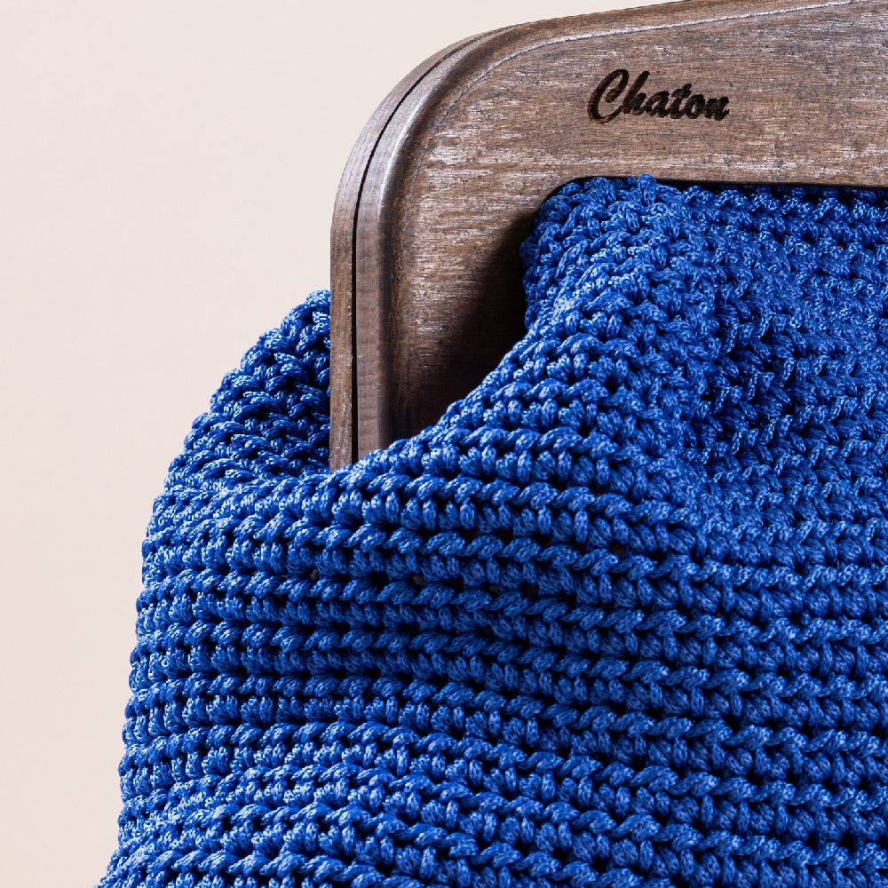 Blue LaPerm Large Crochet Bag