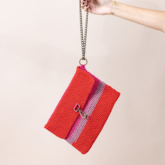 Red and Pink Stray Crochet Chaton Bag