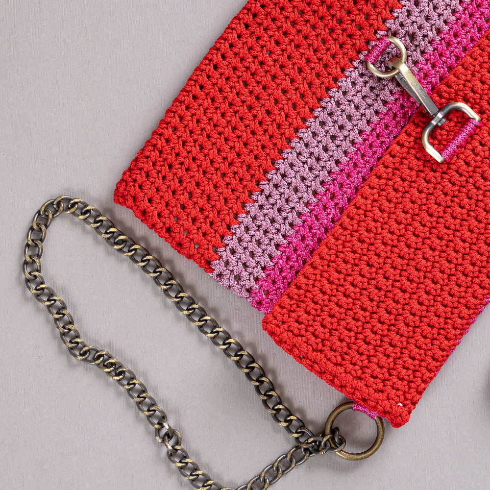 Red and Pink Stray Crochet Chaton Bag
