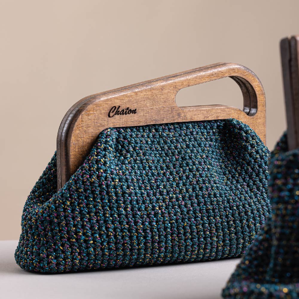 Green LaPerm Small Crochet Bag