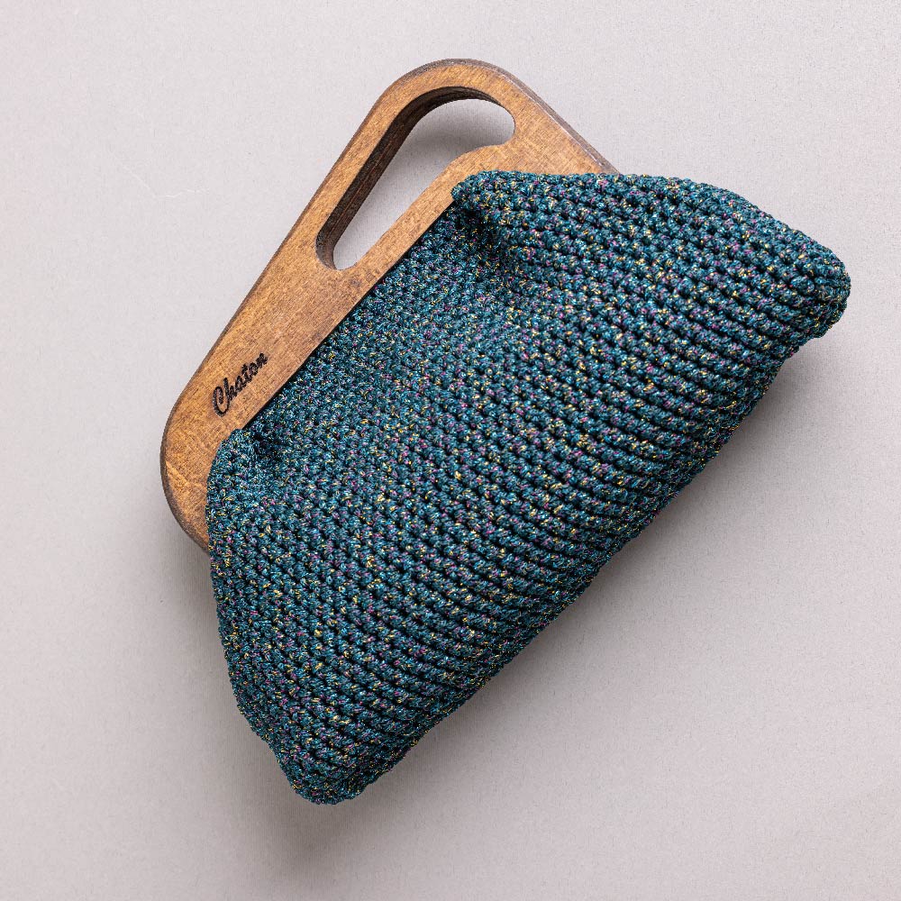 Green LaPerm Small Crochet Bag