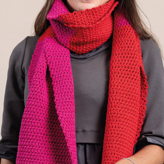 Pink & Red Crochet Scarf